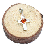 Baltic Amber Silver Pendant Cross