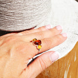Classic Baltic Amber Ring - Triple Oval