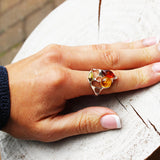 Lovely Modern Design Amber Ring