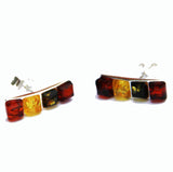 Adorable Baltic Amber Silver Studs - Lines