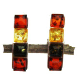 Adorable Baltic Amber Silver Studs - Lines