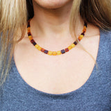 Elegant & Delicat Mixed Amber Necklace - Square