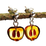 Baltic Honey Amber Studs 'Pears' and 'Apples'