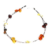 Multi-colour Amber and Twisted Wire Bracelet
