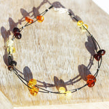 Multi-colour Amber and Twisted Wire Bracelet