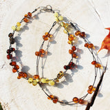 Multi-colour Amber and Twisted Wire Bracelet