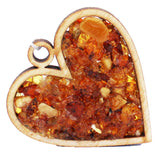 Baltic Amber and Wooden Pendant - Heart