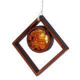 Baltic Amber and Wooden Pendant - Snowflake