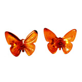 Baltic Amber Stud Earrings - Butterflies
