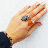 Intricate Designer Baltic Amber Ring