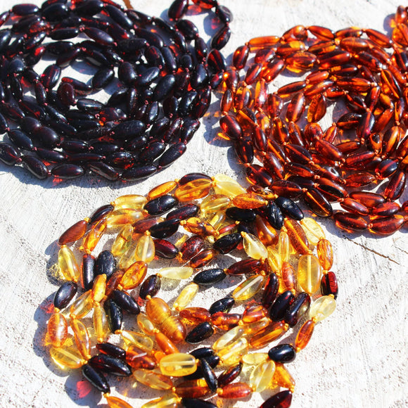 Long Classic Baltic Amber Necklace - Olives