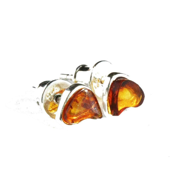 Cute little honey Amber drop stud earrings crafted of sterling silver fittings and natural beautiful honey amber pieces, amber jewellery