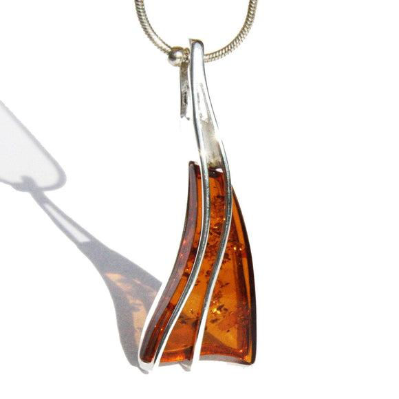 Eye-catching honey amber triangle pendant, stunning large pendant,+ gift box. Make a set,. Amber Earrings + Amber Pendant