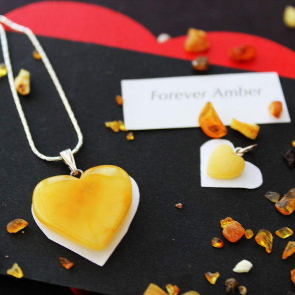 Romantic Butterscotch Amber Pendant Love - Heart. Handmade comes in  Medium Small Large  sizes. Valentines Gift.heart-shaped amber pendant