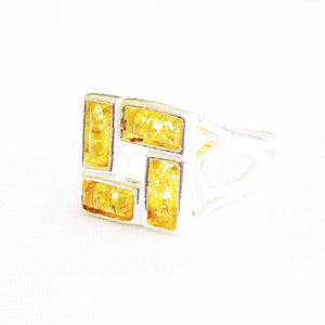 Elegant Square Shape Baltic Amber ring