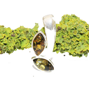 Cute Small Green Amber Silver Pendant , + gorgeous gift box,  silver 925 jewellery, amber pendant, amber jewellery, charm