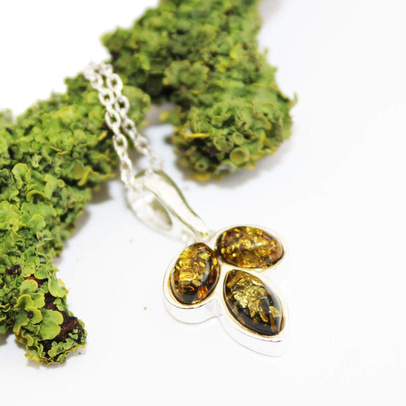 Small Green Amber Silver Pendant Leaf , + gorgeous gift box,  silver 925 jewellery, amber pendant, amber jewellery, charm