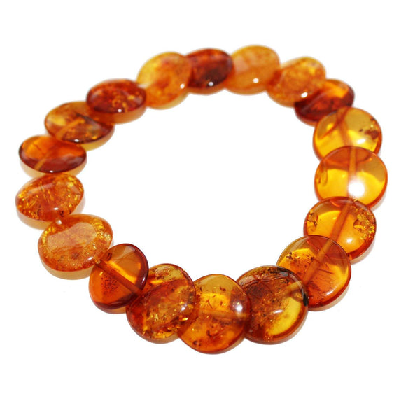 Modern Disc Baltic amber bracelet made of polished authentic circle amber beads. gift packaging. available in 4 colours, jewellery