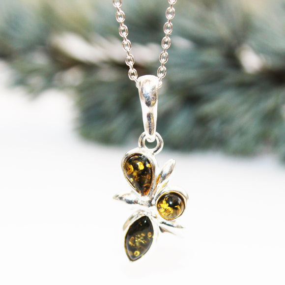 Green Amber Silver Pendant Trio, + gorgeous gift box,  silver 925 jewellery, amber pendant, amber jewellery, charm. amber jewellery