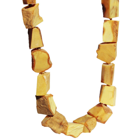 Unpolished Honey Butterscotch Amber Necklace - Cubes
