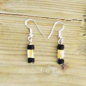 Minimalist Baltic Amber Earring. Butterscotch Amber and dark wooden beads. Beautiful natural amber beads. Capture the warmth of Amber.