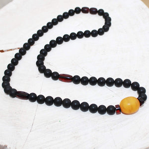 Unpolished black cherry and unpolished butterscotch amber bead Necklace.