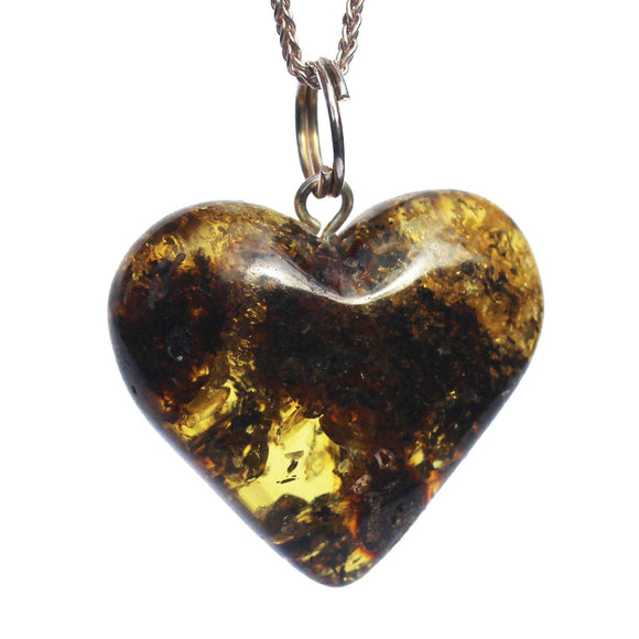 Romantic Lemon with inclusions(green) Amber Pendant Love - Heart. Handmade comes in  mediums size. Love Gift. heart-shaped amber jewellery