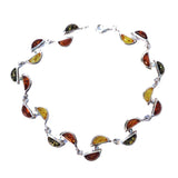 Elegant and dazzling sterling silver 925 fittings and small multicolour baltic amber slices bracelet.