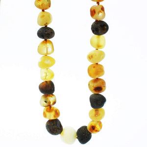 Unpolished Roundish Bead Baltic Multicolour Amber Necklace 81, comes in a lovely gift box. amber jewellery. make a match with earrings