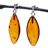 Baltic Amber Stud Earrings - Flat Drops