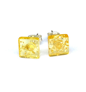 Baltic Amber Studs - Squares