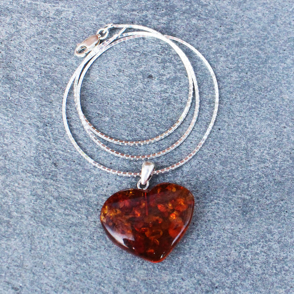 Beautiful Large Amber Heart Pendant
