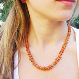 Cherry Unpolished Round Shape Amber Necklace