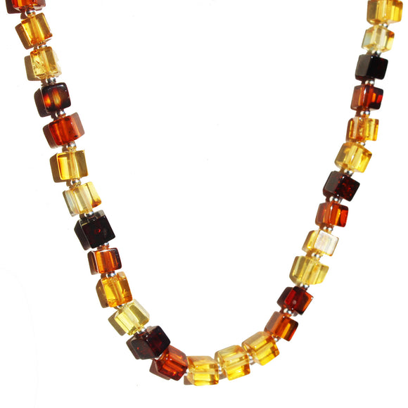 Elegant Polished Baltic Amber Necklace CUBES