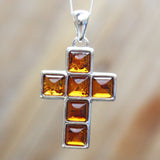 Baltic Amber Silver Pendant Cross