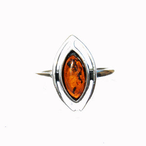 Elegant Marquise Shape Baltic Amber Ring