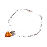 Silver Belcher Chain Bracelet with Amber Heart Charm