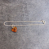 Silver Belcher Chain Bracelet with Amber Heart Charm