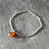 Silver Belcher Chain Bracelet with Amber Heart Charm