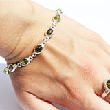 Oval Amber Silver Bracelet, Baltic Amber