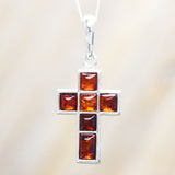 Baltic Amber Silver Pendant Cross