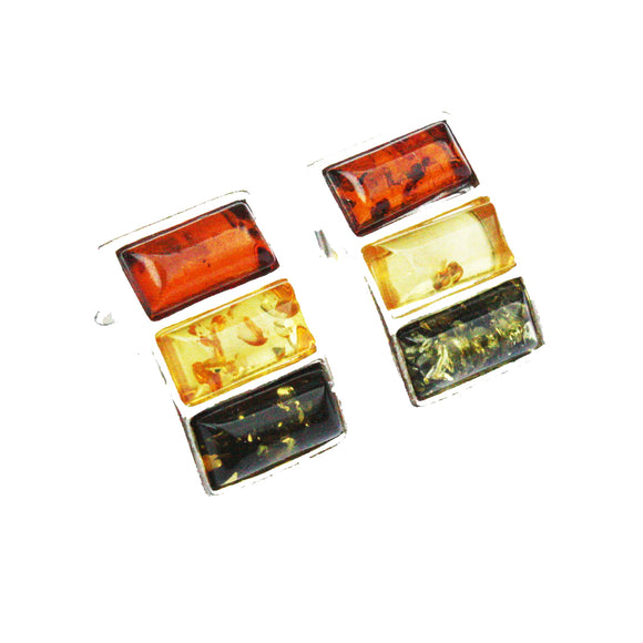 Multicolour Amber Silver Studs