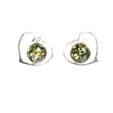 Baltic Amber Silver Studs - Hearts