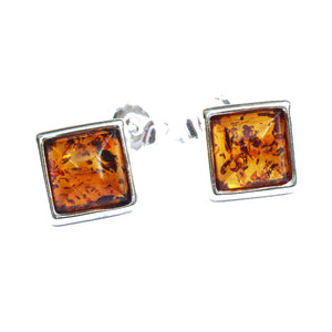 Baltic Amber Studs - Squares