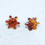 Creatively Hand-carved Baltic Amber Studs - Snowflakes