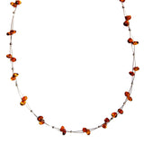 Two Wires Twisted With Genuine Baltic Amber Illusion Necklace