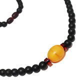 Unpolished black cherry and unpolished butterscotch amber bead Necklace.