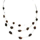 Genuine Baltic Amber Illusion Necklace - Grey Uneven Shapes