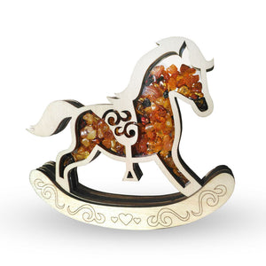 Amber and Wood Decoration - Rocking Horse